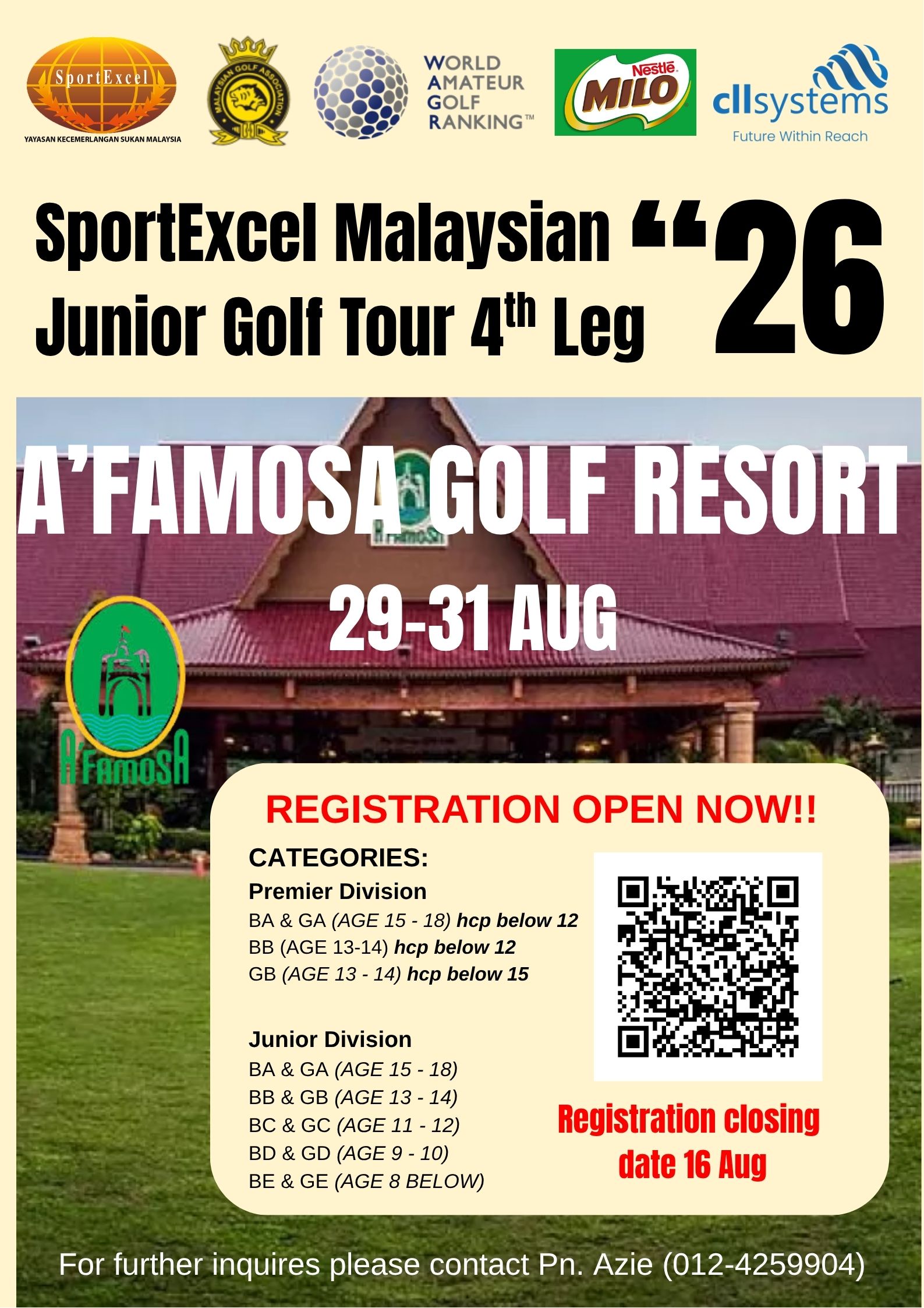 SPORTEXCEL MALAYSIAN JUNIOR GOLF TOUR 2026 - 4TH LEG